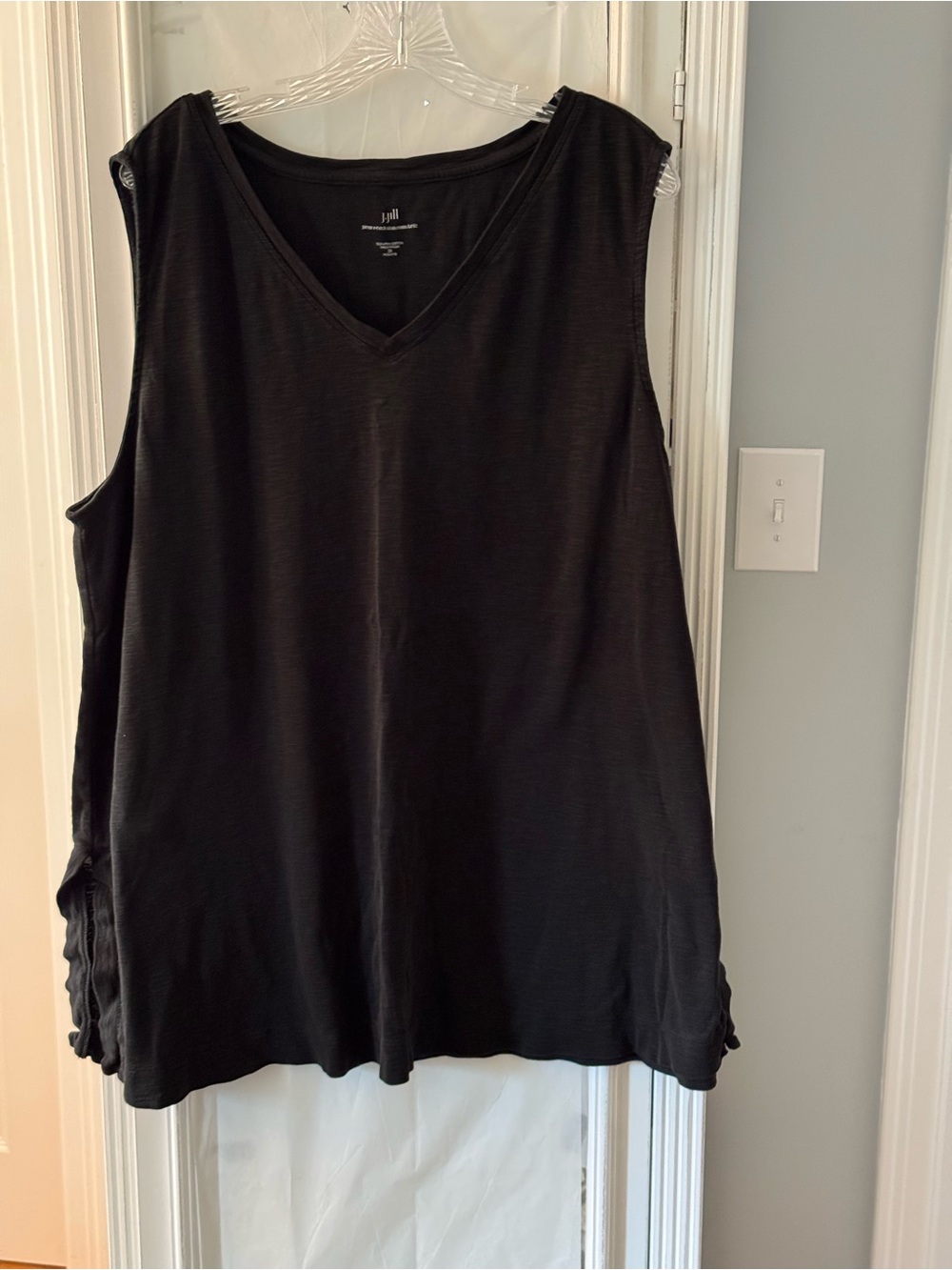 J. Jill Black Pima V-Neck Sleeveless Tunic Side Slits Size 3X